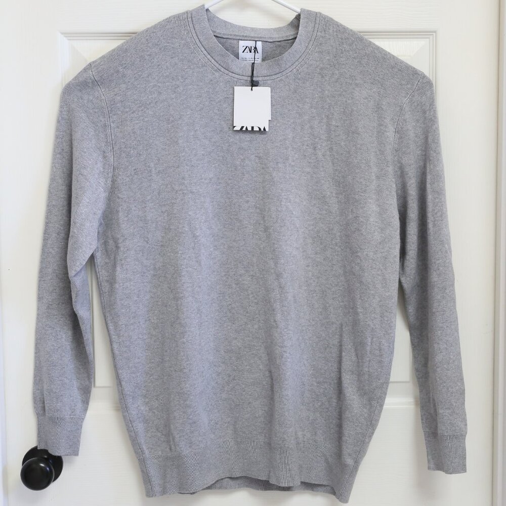 Zara Sweater Pullover Crew Neck Mens Size XL Gray Soft Knit NWT Join Life NEW
